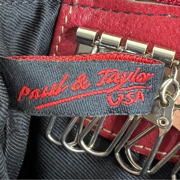 Red Leather Vintage Key Coin Purse Mini Bag Zip Closure Paul And Taylor - Picture 2 of 7